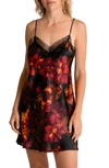 MIDNIGHT BAKERY DYLAN FLORAL PRINT LACE TRIM SATIN CHEMISE