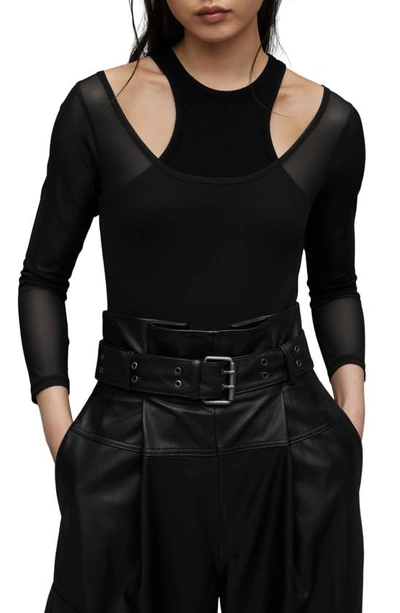 Allsaints Nori Long Sleeve Bodysuit In Black