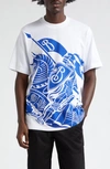 BURBERRY EQUESTRIAN KNIGHT COTTON GRAPHIC T-SHIRT