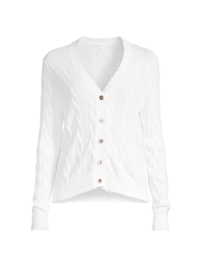 Minnie Rose Women's Cable-knit Cardigan In White