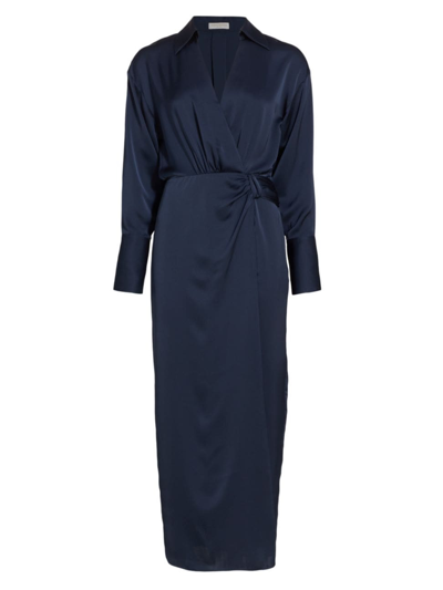 Ramy Brook Women's Aurora Draped Satin Shirtdress In Navy