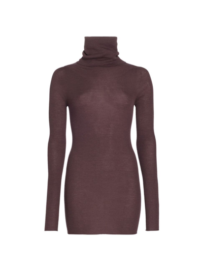 Rick Owens Ribbed Ls Tube Sweater In Purple