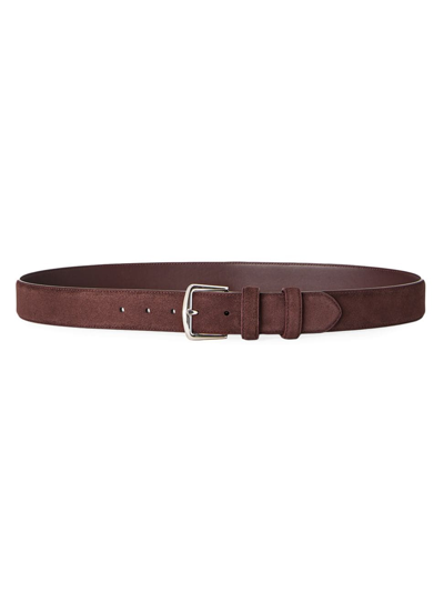 Loro Piana Men's Alsavel Suede Belt In Black Cherry