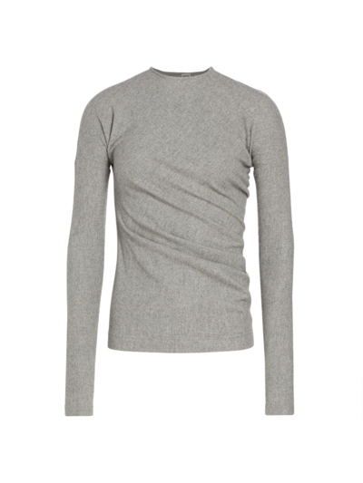 Totême Asymmetric Wool-blend Flannel Top In Light Grey Melange