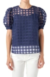 ENGLISH FACTORY ENGLISH FACTORY WINDOWPANE SHEER TOP