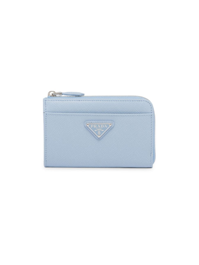 Prada Saffiano Keychain In Pale Blue