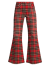 R13 WOMEN'S JANET RELAXED FLAIR PLAID STRETCH JEANS