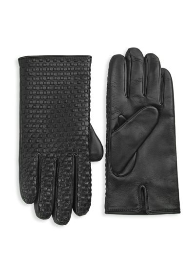 Saks Fifth Avenue Men's Collection Woven Leather Gloves In Moonless