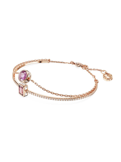 Swarovski Women's Stilla Goldtone & Crystal Mixed Cuts Bangle In Pink