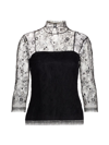 Adam Lippes Lace High-neck Shirt W/ Attached Camisole In Black