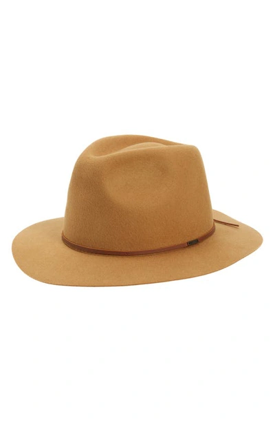 Brixton Wesley Packable Straw Fedora In Copper