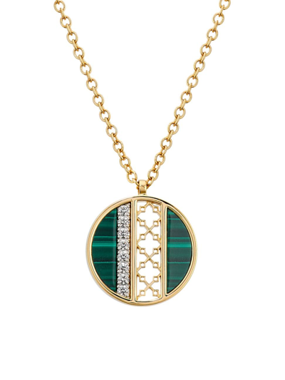 Birks Women's Dare To Dream 18k Yellow Gold, Malachite & 0.14 Tcw Diamond Pendant Necklace