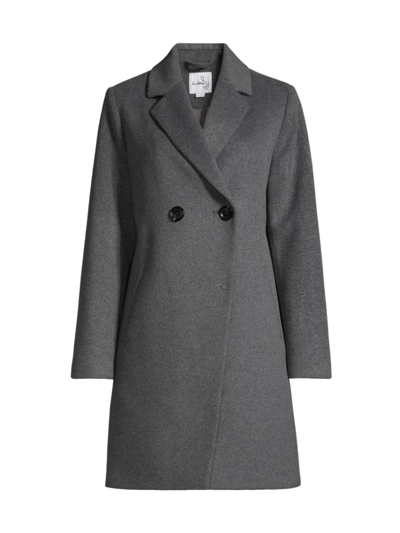 Sam Edelman Double Breasted Wool Blend Coat In Charcoal
