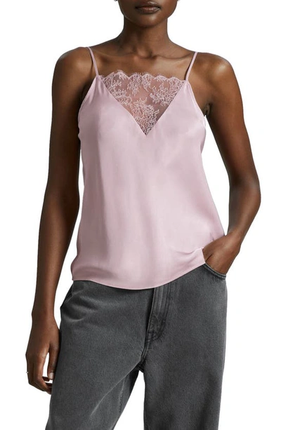 & Other Stories Lace Trim Satin Camisole In Pink