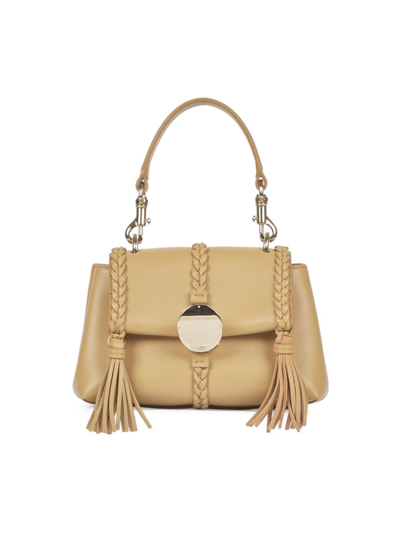Chloé Penelope Braided Tassel Napa Top-handle Bag In Gold