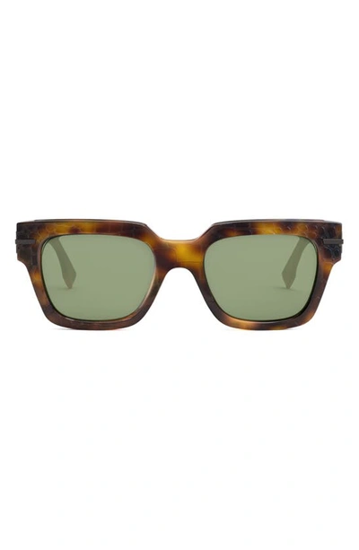 Fendi The Graphy 51mm Geometric Sunglasses In Havana/green Solid