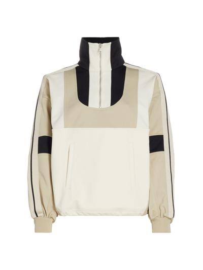 Palm Angels Panelled Half-zip Jacket In Butter Black