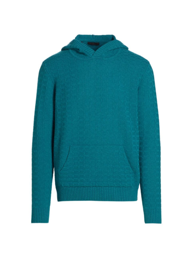 Saks Fifth Avenue Men's Collection Square Ladder Wool Hoodie In Lagoon