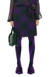 Burberry Check Print Kilt With Belted Detail In Royal Ip Check