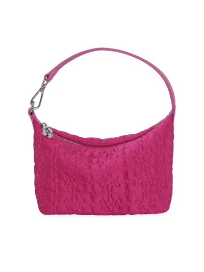 Ganni Pink Small Butterfly Pouch Satin Bag