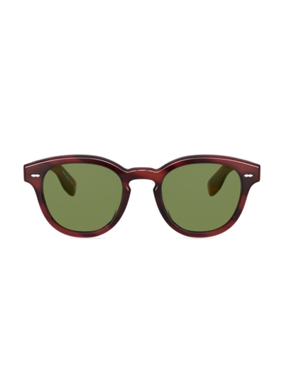 Oliver Peoples Cary Grant Oval Polarized Acetate Sunglasses In Burgundy