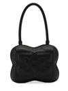 Ganni Women's Butterfly Recycled Leather Top Handle Bag In Black