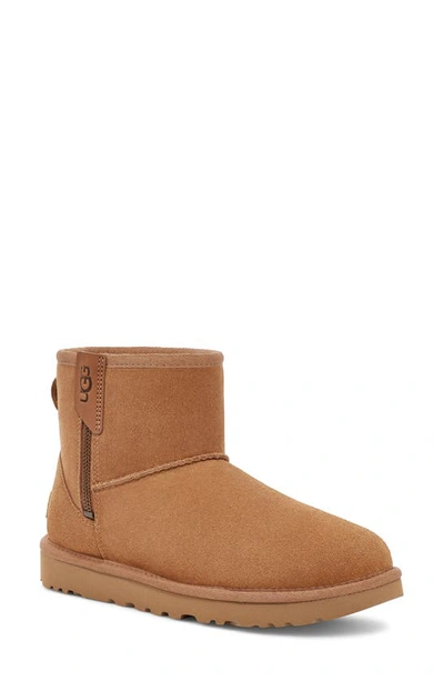 Ugg Womens Tan Classic Mini Bailey Side-zip Sheepskin Ankle Boots In Pink