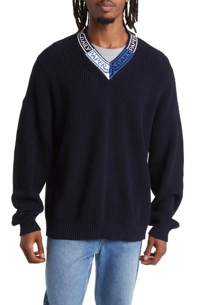 Daily Paper Roshaun Cotton Sweater In Deep Navy