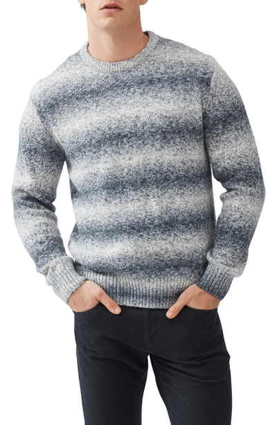 Rodd & Gunn Wave Break Stripe Cotton Blend Crewneck Jumper In Ocean