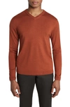 Jack Victor Ramezay Wool Blend V-neck Sweater In Terracotta