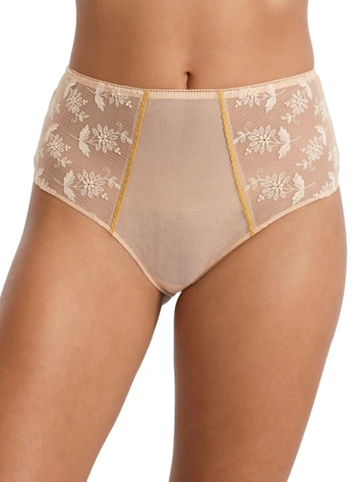 Simone Perele Floral High-waist Briefs In Ginger Pink