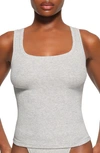 Skims Cotton Rib Long Tank In Light Heather Grey