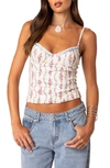 Edikted Indira Floral Lace-up Corset Camisole In Mix
