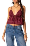 EDIKTED CANDY TIE FRONT CROP CAMISOLE