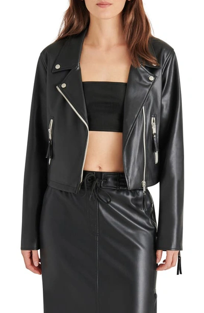 Steve Madden Vinka Faux Leather Moto Jacket In Black