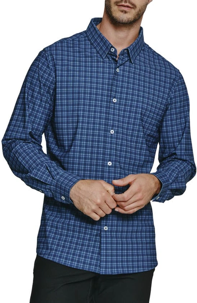 7 Diamonds Ares Check Performance Button-up Shirt In Navy
