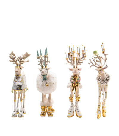 Mackenzie-childs Resin Patience Brewster Moonbeam Reindeer Figures (set Of 4) In Multi
