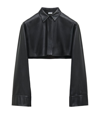 Loewe Cropped Leather Shirt In Black