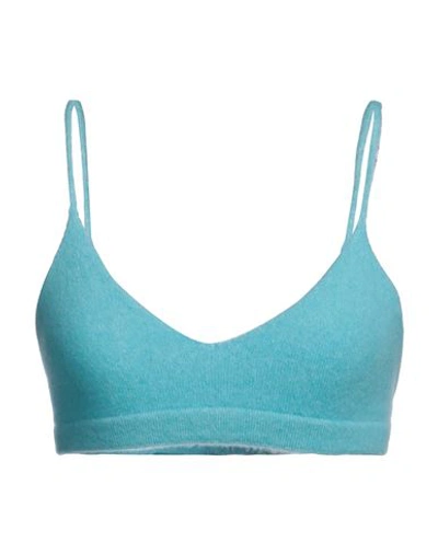 Laneus Woman Top Turquoise Size 6 Cashmere, Silk, Polyester In Blue