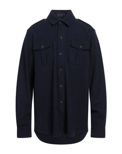 Sease Men's Classic Wool-nylon Blend Overshirt In Midnight Blue