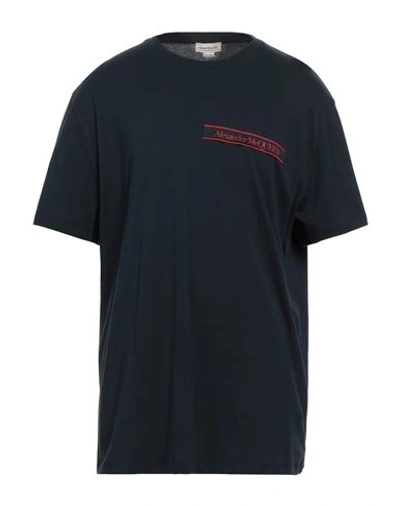 Alexander Mcqueen Man T-shirt Navy Blue Size L Cotton, Elastane, Polyester