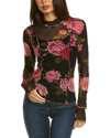 Free People Charlie Printed Mesh Top In Black