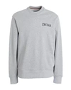Zegna Rubberized Logo Crewneck Sweatshirt In Grey
