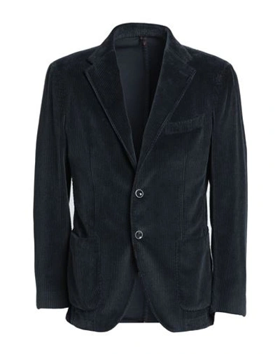 Santaniello Man Suit Jacket Midnight Blue Size 44 Cotton In Blue