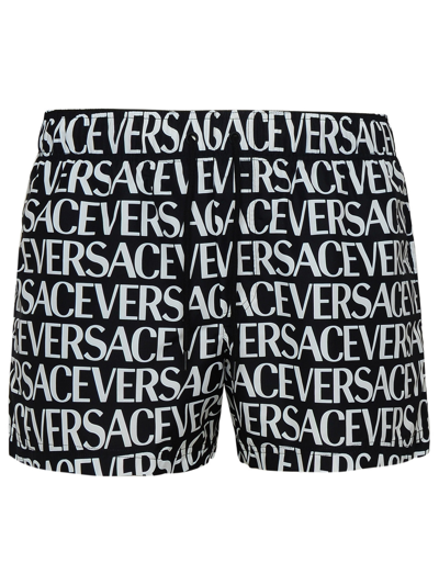 Versace Man Black Nylon Swimming Trunks