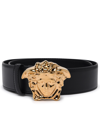 Versace Woman Black Leather Belt In Black