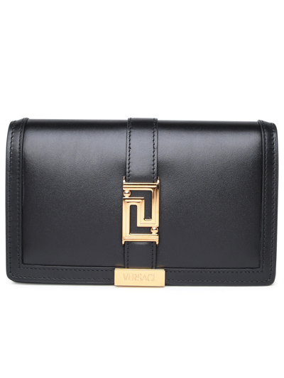 Versace Woman Greca Goddess Mini White Leather Bag In Black