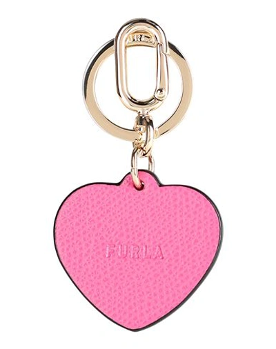 Furla Venus Keyring Heart Woman Key Ring Fuchsia Size - Soft Leather, Metal In Pink