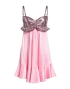 Rabanne Ruffled Chainmail And Stretch-satin Mini Dress In Pink
