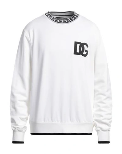 Dolce & Gabbana Man Sweatshirt White Size 46 Cotton, Polyester, Elastane